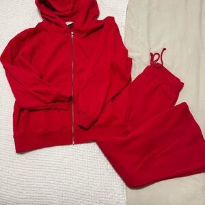 Red Hoodie and Sweatpants Set
